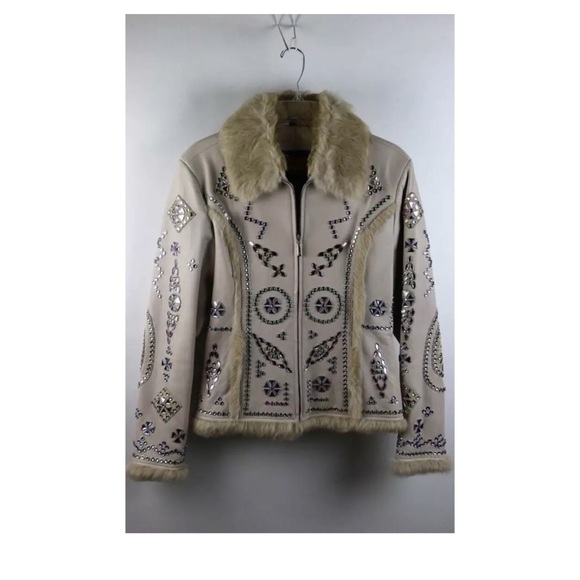 Cripple Creek Jackets & Blazers - Lux Rhinestone Embellished Leather and Fur Jacket